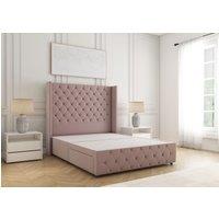 BSSPOKE Ruby Divan Bed Plush Velvet 54 Headboard & No Mattress No Drawers in Pink | Size: King