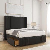 BSSPOKE Peyton Divan Bed Velvet 54 Headboard & 2Drawers Footend No Mattress in Black | Size: King