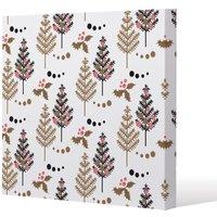 Benjamin Tate Design Christmas Tree, Holly leaf pattern (Canvas Print) / 101 x 101 x 4cm in Natural | Size: 101 x 101 x 4 cm