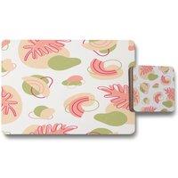 Benjamin Tate Design botanical elements with line art placemat coaster set in Natural