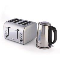 Hamilton Beach Rise Polished Kettle & 4 Slice Toaster Bundle in Silver