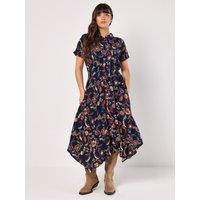 Apricot Women's Sarasa Floral Shirt Midi Dress in Navy | Size: 8
