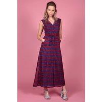 Cutie London Women's Vibrant Geometric Print Maxi Shirt Dress in Navy | Size: 10