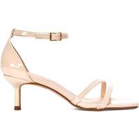 XY London Women's 'Lea' Strappy Mid Kitten Heel Sandals With Square Toe in Beige | Size: 7