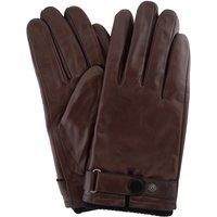 SNUGRUGS Men's Premium Soft Leather Glove, Elasticated Wrist, Warm Fleece Lining in Brown | Size: Medium