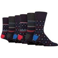 SOCKSHOP Gentle Grip Men's 6 Pack Non Elastic Loose Top Bamboo Socks in Grey | Size: 6-11