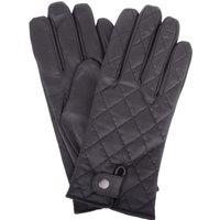 SNUGRUGS Men's Quilted Soft Leather Gloves with Diamond Effect & Fleece Lining in Black | Size: S/M
