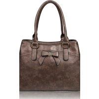Fontanella Fashion Women's Mayer Ribbon Dual Compartment PU Leather Shoulder Tote Bag in Copper