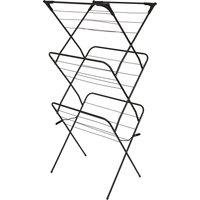 Harbour Housewares Foldable Clothes Airer - 3 Tier - Black