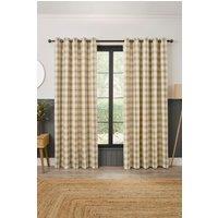 Curtina 'Everett' Jacquard Woven Check Pair of Eyelet Curtains in Natural | Size: 117 cm width x 137 cm drop