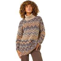 Roman Women's Jacquard Pattern Turtle Neck Knit Jumper | Size: 10