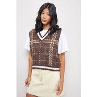Warehouse Women's Check Mini Tank in Brown | Size: Medium