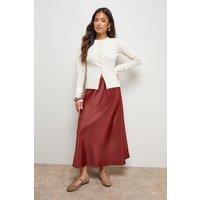 Oasis Women's Petite Satin Bias Cut Midi Skirt in Rust | Size: 8