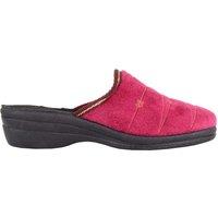 ABSOLUTE FOOTWEAR Women's Slip On Open Back Mule Style Embroided Velour Slippers in Burgundy | Size: 6