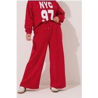 Yours Women's Wide Leg Joggers in Red | Size: 22-24