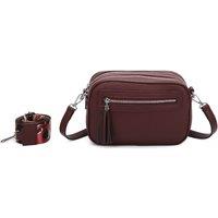 Fontanella Fashion Women's Urban Charm Tassel 2 Compartments Multi Pocket Crossbody Bag with two bag straps in Burgundy