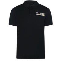 Cavalli Class Men's Vibrant Floral Logo Black Polo Shirt | Size: Large