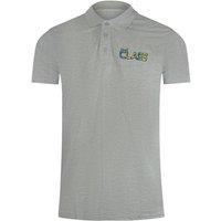 Cavalli Class Men's Vibrant Floral Logo Grey Polo Shirt | Size: Large