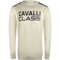 Cavalli Class Men's Taped Shoulder Beige Sand Sweatshirt | Size: XL