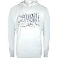 Cavalli Class Men's Cracked Sprayed logo Off-White Hoodie in White | Size: XL