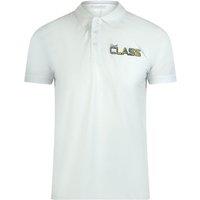 Cavalli Class Men's Vibrant Floral Logo Off-White Polo Shirt in White | Size: Medium