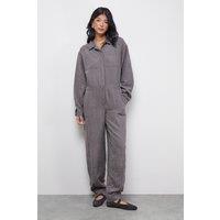 Warehouse Women's Peach Satin Utility Boilersuit Jumpsuit in Charcoal | Size: 16