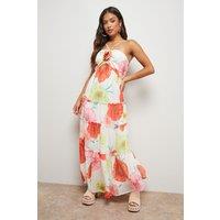 Oasis Women's Petite Rosette Detail Halterneck Midi Dress in Ivory | Size: 10