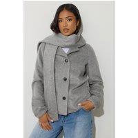 PixieGirl Women's Petite Formal Scarf Coat in Dark Grey | Size: 12
