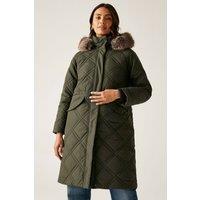 Regatta Women's Freyla Hooded Water-Repellent Insulating Padded Jacket in Green | Size: 16