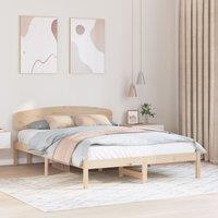 Berkfield Home Bed Frame with Headboard 150x200 cm Solid Wood Pine in Beige