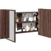 Berkfield Home LED Bathroom Mirror Cabinet Brown Oak 80x12x45 cm Acrylic | Size: 80 x 12 x 45 cm