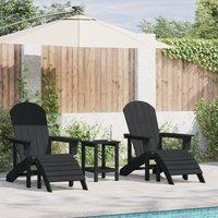 Berkfield Home Adirondack Chairs with Footrests 2 pcs Black HDPE