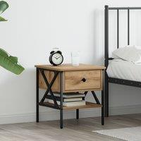Berkfield Home Bedside Table Artisan Oak 40x42x45 cm Engineered Wood in Beige | Size: 40 x 42 x 45 cm