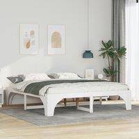 Berkfield Home Floor Bed Frame with Storage White 200 x 200 cm Solid pine wood