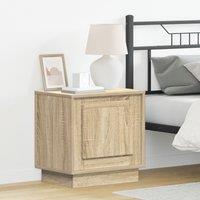 Berkfield Home Bedside Cabinet with LED Lights Sonoma Oak 44x34, 5x45 cm in Beige