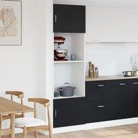 Berkfield Home Microwave Cabinet Black Oak 60x57x207 cm Engineered Wood | Size: 60 x 57 x 207 cm