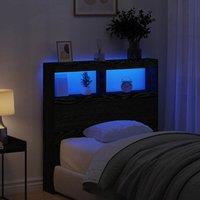 Berkfield Home Headboard Cabinet with LED Black Oak 100x17x102 cm | Size: 100 x 17 x 102 cm