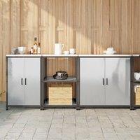 Berkfield Home with Shelf Other with Storage with Door 3 pcs Stainless steel in Silver