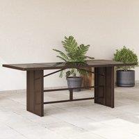 Berkfield Home Garden Table with Glass Top Brown 190x80x74 cm Poly Rattan | Size: 190 x 80 x 74 cm