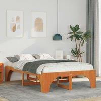 Berkfield Home Floor Bed Frame with Storage Brown 140 x 190 cm Solid pine wood