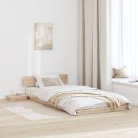 Berkfield Home Floor Bed Frame with Bedside Tables 80x200cm Solid Wood | Size: 80x200 cm