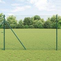 Berkfield Home Chain Link Fence with 7 Posts 1.6x10 m Galvanised Steel Green