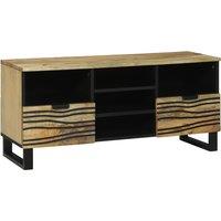Berkfield Home TV Cabinet, 100x33.5x46 cm, made from solid mango wood in Beige | Size: 100x33.5x46 cm