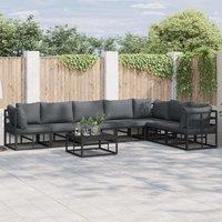 Berkfield Home Garden Sofa Set with Cushion with Pillow 8 pcs Black Aluminium