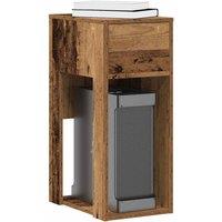 Berkfield Home Computer Tower Stand with Drawer Old Wood 30x44x74 cm in Brown | Size: 30 x 44 x 74 cm