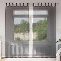 Berkfield Home Voile Curtains with Tab Top 2 pcs Black