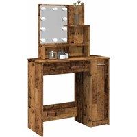 Berkfield Home Dressing Table with LED Old Wood 86.5x35x136 cm in Brown