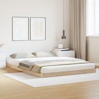 Berkfield Home Floor Bed Frame White 140x220 cm Solid Wood Pine in Beige