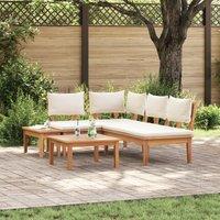 Berkfield Home Garden Bench Set 4 pcs Brown & Cream 2-seater Medium