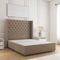 BSSPOKE Olivia Divan Bed Plush Velvet 54 Headboard & No Mattress No Drawers in Bronze | Size: Single